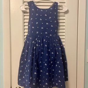Mini Boden Cross-back Printed Dress in Indigo Blue Floral girls size 8-9y